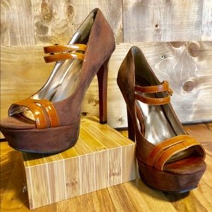 Qupid brand heels Bi color brown size 7